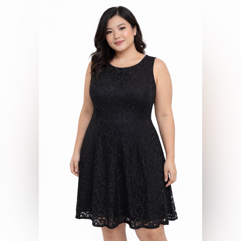 APT. 9 Black Lace Fit & Flare Sleeveless Dress Size 16
